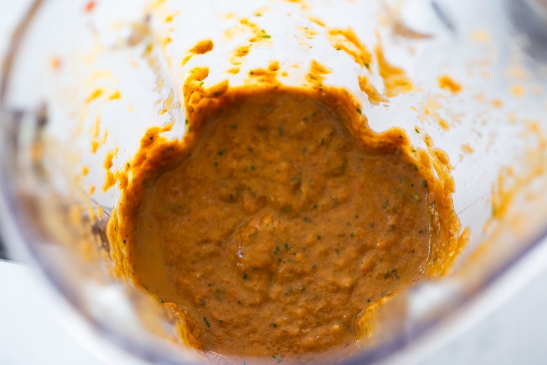 Blending roasted enchilada sauce