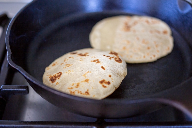 how to cook a tortilla in a dry skillet. 