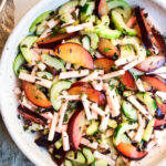 This Plum Salad with Jicama and Cucumber is dressed with a flavorful Plum Shiso Shrub. Crunchy, refreshing and light it's deliciously cooling on and hot summer's day! Vegan and GF.