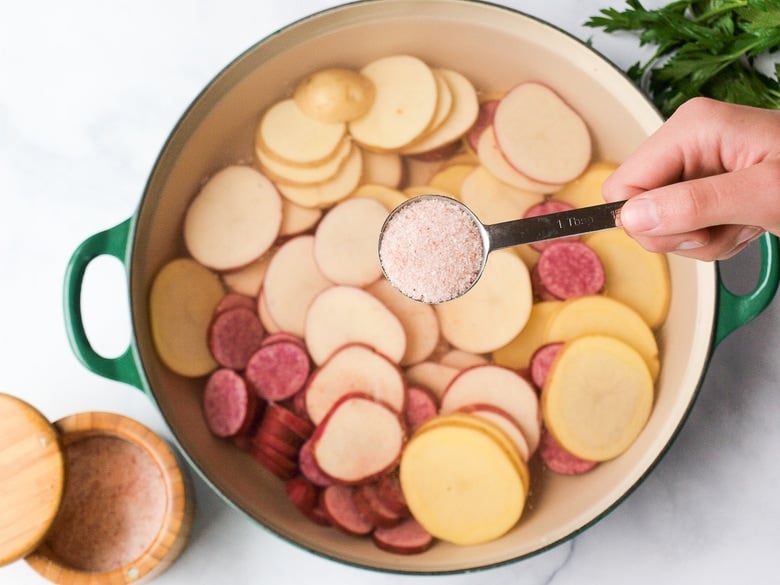 Making French potato salad 