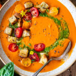 Homemade Tomato Soup made with fresh or canned tomatoes, made in under 30 minutes. Creamy, easy and Vegan-adaptable! #tomatosoup