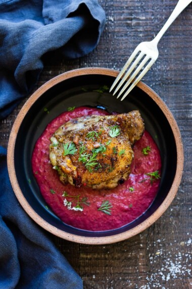 Five Spice Chicken with Roasted Plum Sauce- a flavorful Chinese-Inspired dinner highlighting juicy summer plums.