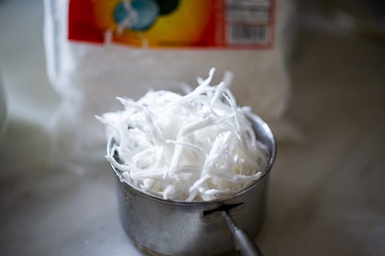 Fresh shredded coconut. 