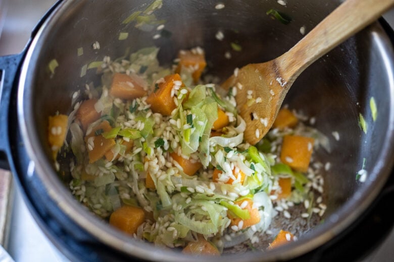 Making risotto in the instant pot.