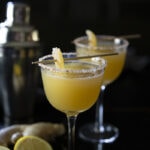 La Cura Cocktail! A mezcal Margarita meets the classic Penicillin cocktail - a fusion of two cocktail classics, with its commingling of sweet, sour, salty and smoky notes, makes for a delicious shoulder season panacea! #penicillin #cocktail #mezcal