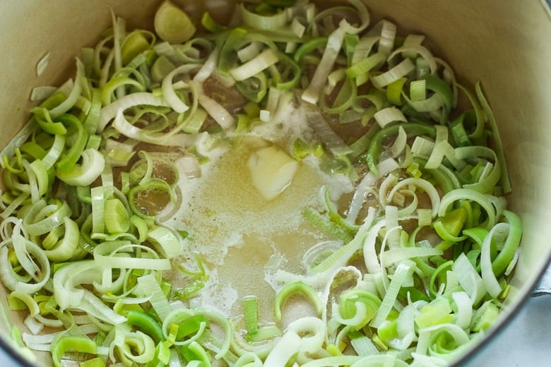 sautéing leeks