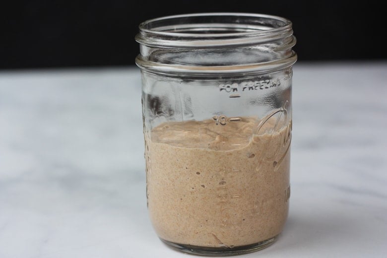 sourdough discard in mason jar.