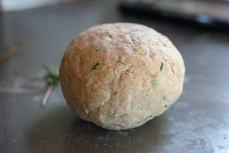 a round ball of sourdough cracker dough.