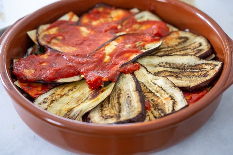 layer the eggplant lasagna. 