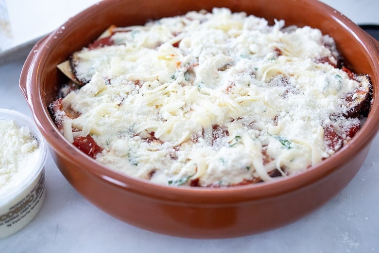 layer the eggplant lasagna. 