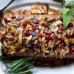 A savory vegetarian main dish, this Sagey Mushroom Walnut Roast ( aka Nut Loaf) is a beautiful addition to your holiday table. #nutloaf #mushroomloaf