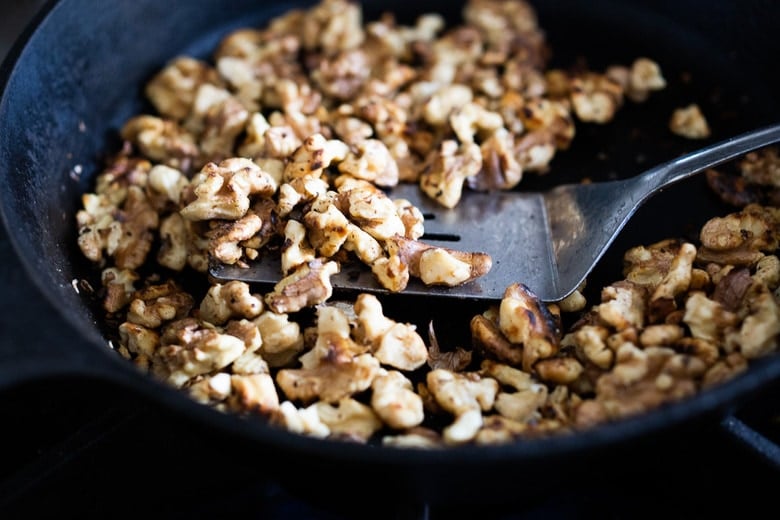 toasting the almonds