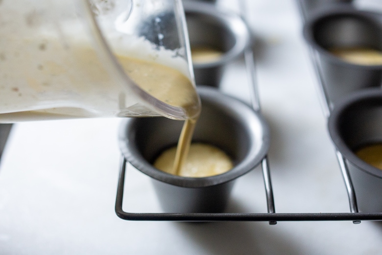 pouring the popover batter 