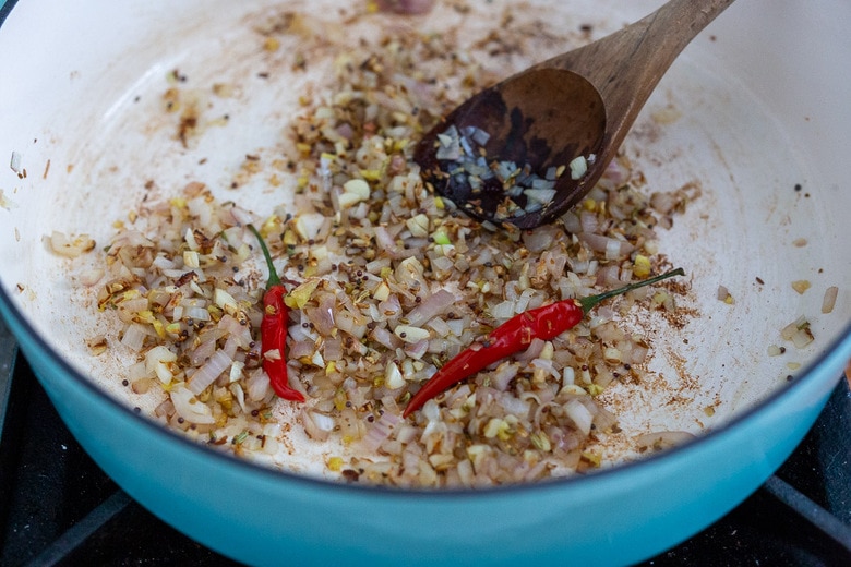 add the shallot, garlic and ginger, 