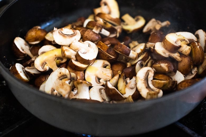 sautéing the mushrooms 