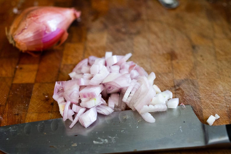 dicing the shallot