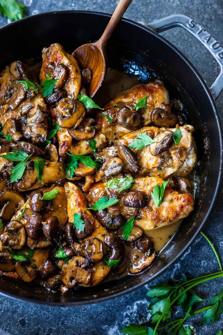 30 Comfort Food Recipes for Fall 30 Comfort Food Recipes for Fall! How to make classic Chicken Marsala (with double the mushrooms!) in a rich, earthy, complex Marsala Sauce. Serve over creamy polenta, mashed potatoes or mashed cauliflower or roasted spaghetti Squash! (Vegetarian Adaptable-see recipe notes!)