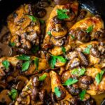 How to make classic Chicken Marsala (with double the mushrooms!) in a rich, earthy, complex Marsala Sauce. Serve over creamy polenta, mashed potatoes or mashed cauliflower or roasted spaghetti Squash! #chickenmarsala #chickenrecipes