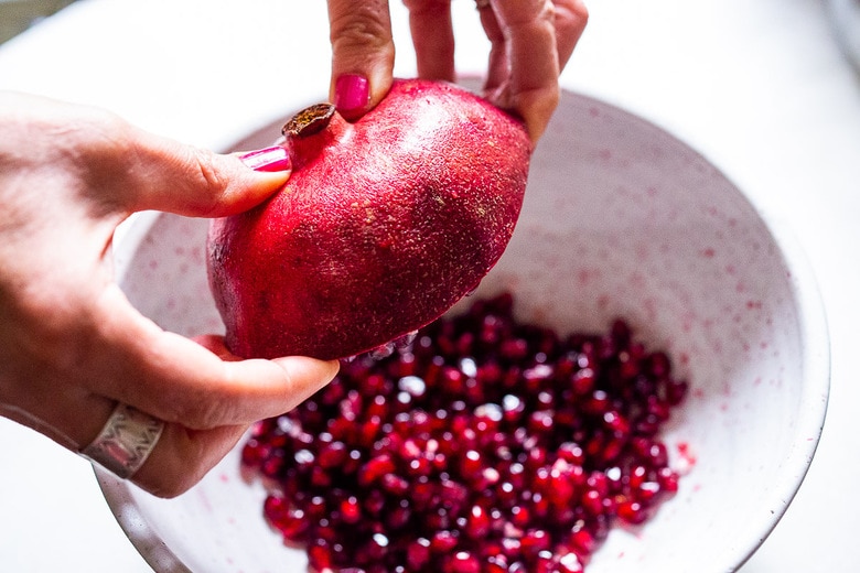 stretch the pomegranate open again. 