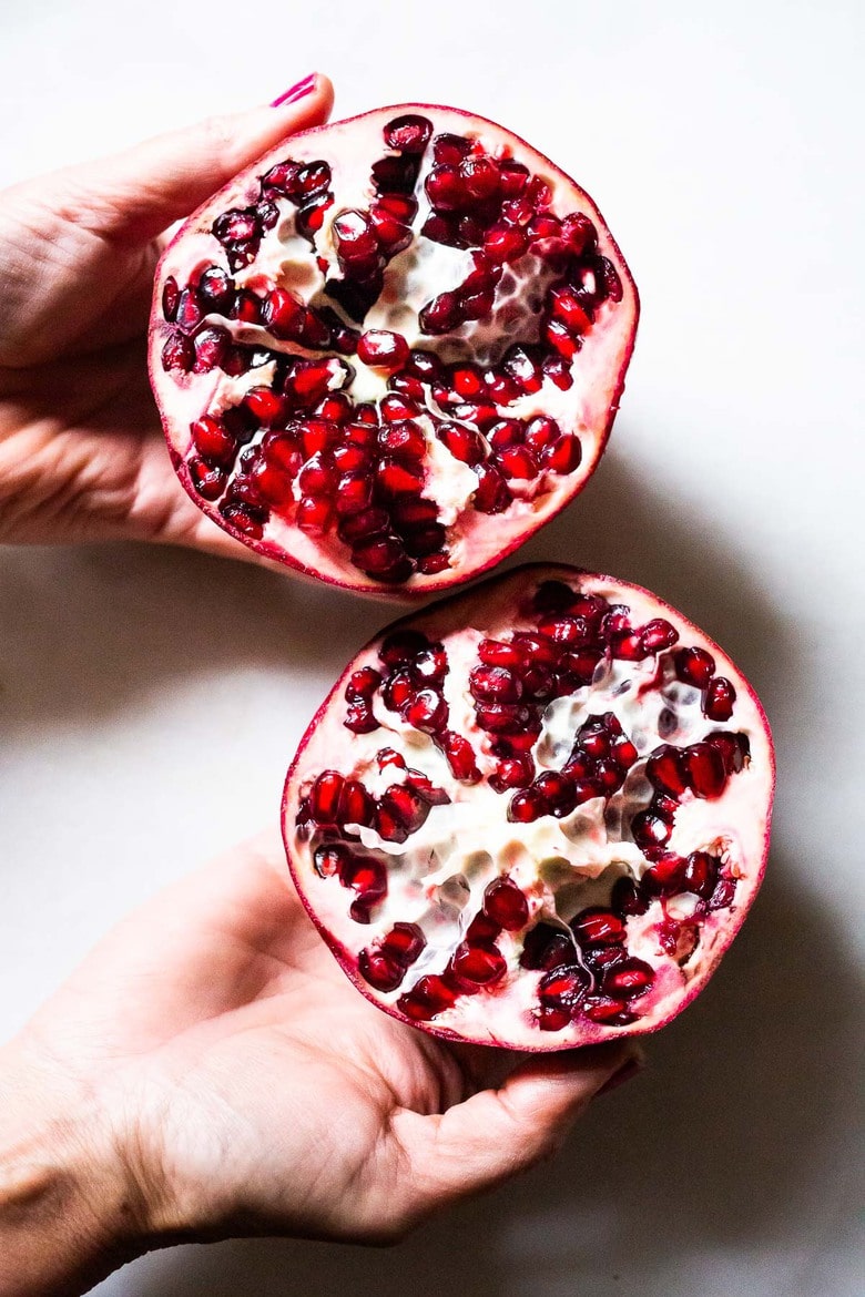 The EASIEST and best way to CUT a pomegranate with a simple video tutorial. Once you try it this way, you'll be hooked! Easy, convenient and fast, and way more affordable than buying pomegranate seeds! Video!