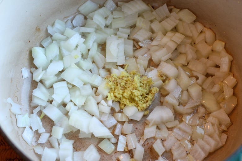saute onions and ginger