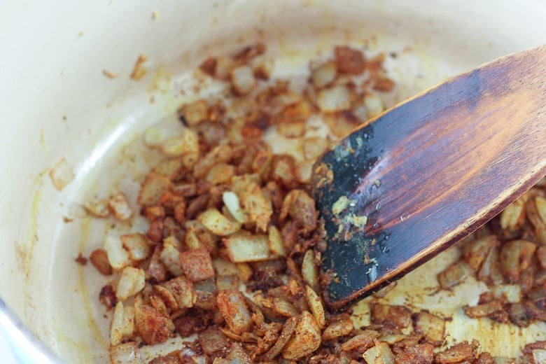 brown the spices and onion