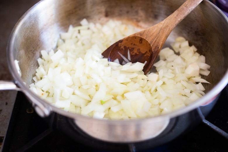 Saute onions and garlic.
