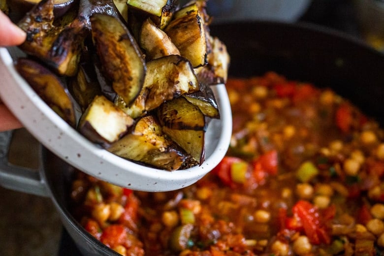 Nestle in the eggplant 