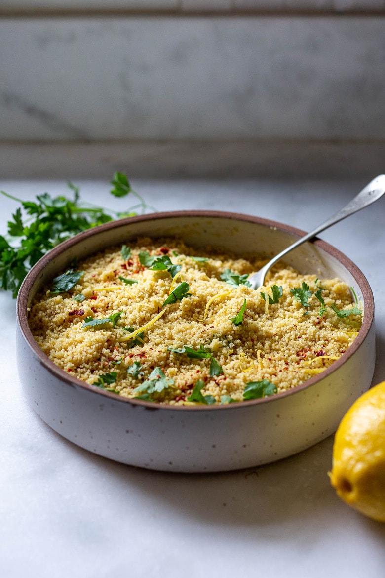 How to cook Couscous - a quick and easy recipe with three different flavor variations! Couscous is a North African (or Berber) sidedish of tiny steamed balls of crushed durum wheat that is traditionally served with flavorful tagines and stews.