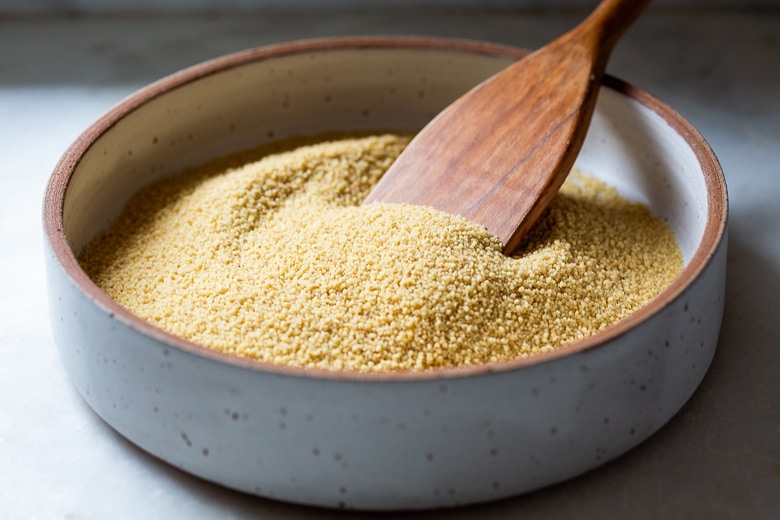 place the toasted couscous in the spring dish. 