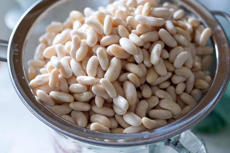 drain and add soaked white beans 