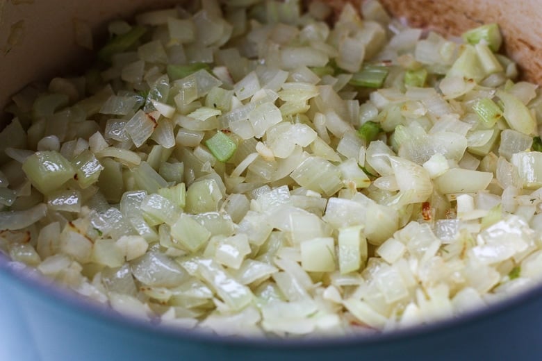 sautéing the onion 