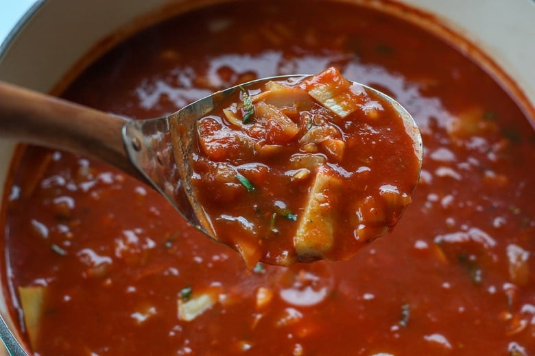 simmering the soup 