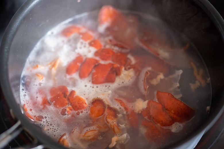 Simmer the lobster shells to make the stock 