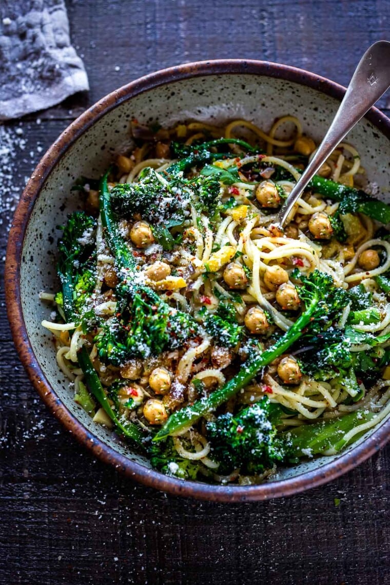 Pasta with Broccolini & Chickpeas | Feasting At Home