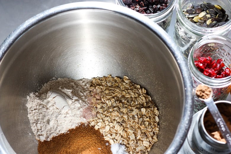 mix dry ingredients together in a bowl.