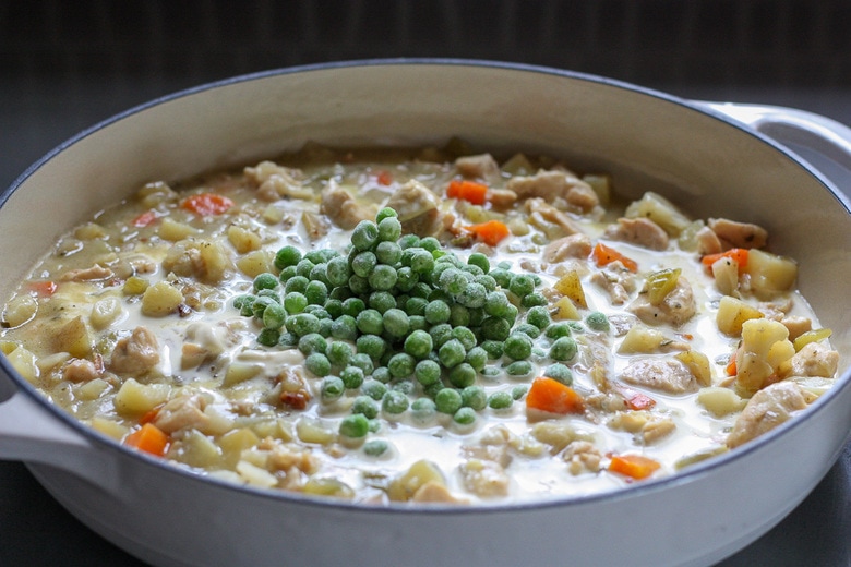 making filling for chicken pot pie