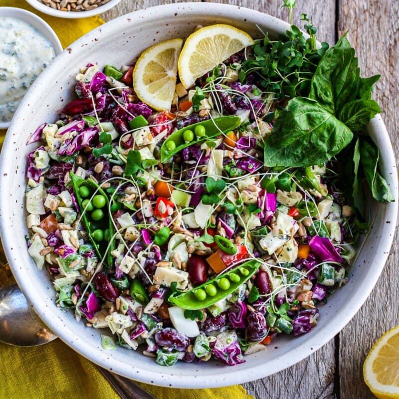 Chopped salad with kidney beans and cabbage