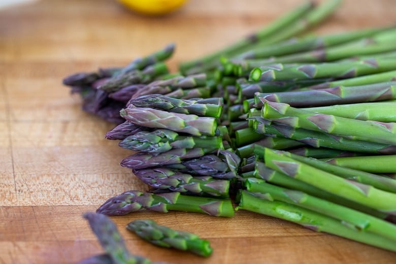 trimmed asparagus tips cut off.