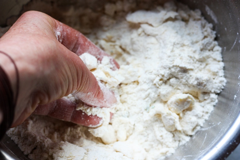 making the biscuit dough