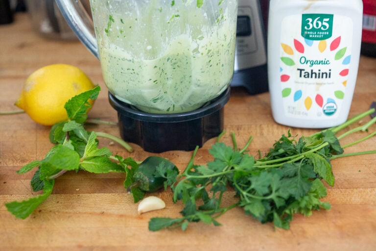 Zaatar Meatballs with Green Tahini Sauce Feasting At Home