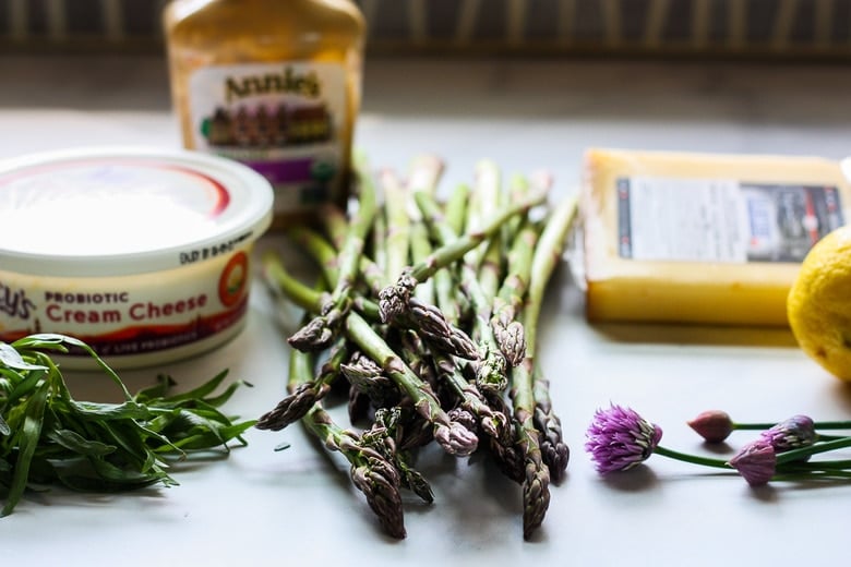 ingredients in an asparagus puff pastry tart