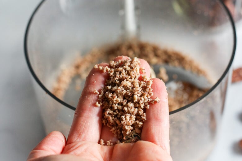 Ground pecans in food processor.