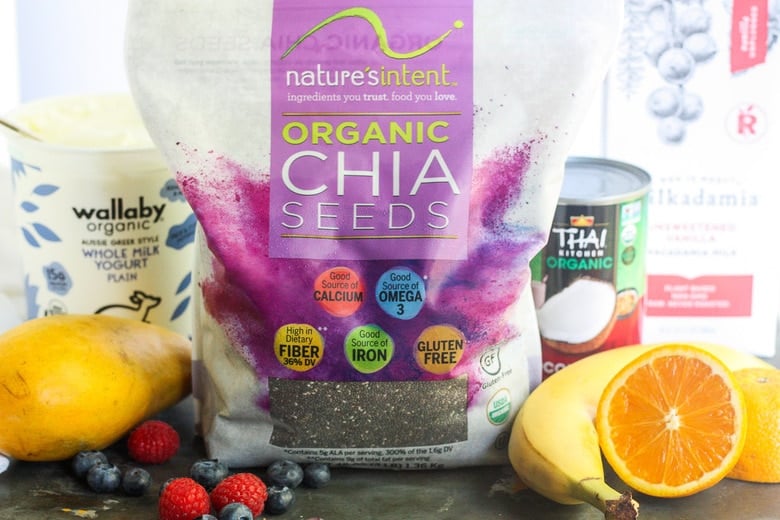 All ingredients in chia pudding.