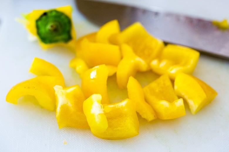 chop the yellow bell pepper