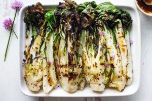 Succulent Grilled Bok Choy with flavorful Ponzu Sauce is tender and juicy with toasty savory flavor.  An easy side dish that is delicious and healthy!