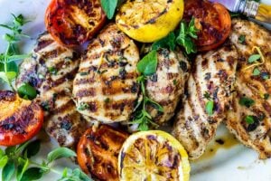 How to make the Best grilled chicken with lemon, garlic and herbs.