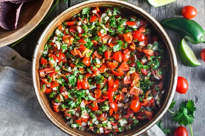 a bowl of Pico De Gallo 