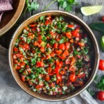 Fresh and simple Pico De Gallo is the perfect condiment for hot summer days.  Easy to make with just a few ingredients- this fresh Mexican salsa will enliven all your Mexican favorites