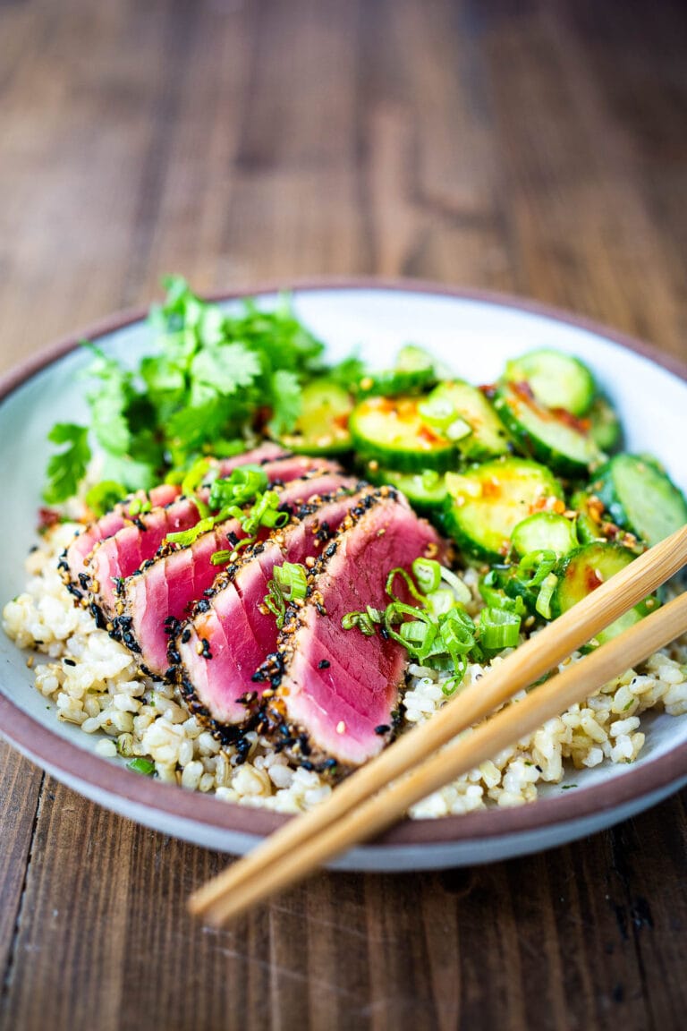 Seared Ahi Tuna Steaks with Sesame Seed Crust (10 Mins!) Feasting At Home
